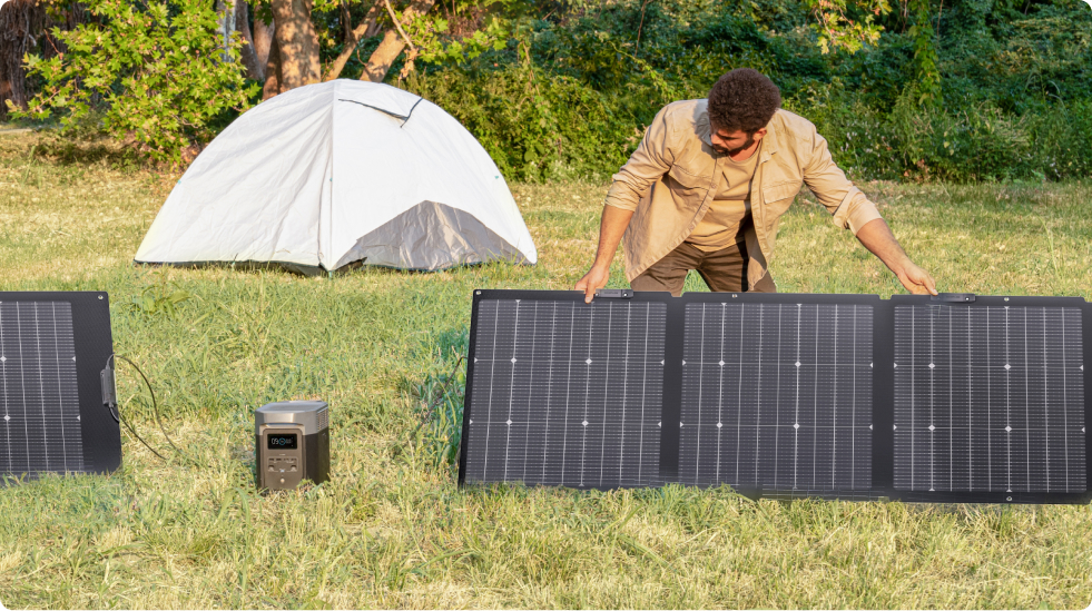 EcoFlow NextGen 220W Bifacial Solar Panel - adjustable 30–60° stand