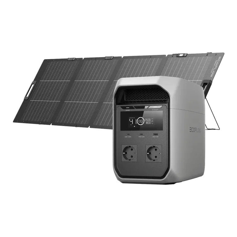 EcoFlow DELTA 3 Classic поруч із портативною сонячною панеллю EcoFlow на 220 Вт