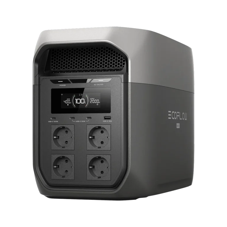 EcoFlow DELTA 3 Max у чорно-сірому корпусі, вигляд збоку і спереду