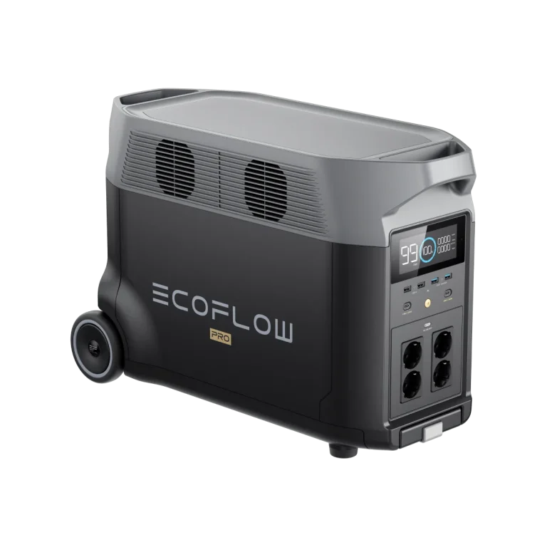 EcoFlow DELTA Pro з чотирма розетками Schuko, портами USB і дисплеєм на передній панелі