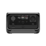 Зарядна станція EcoFlow RIVER 3 Plus спереду: дисплей, порти USB і розетка Schuko