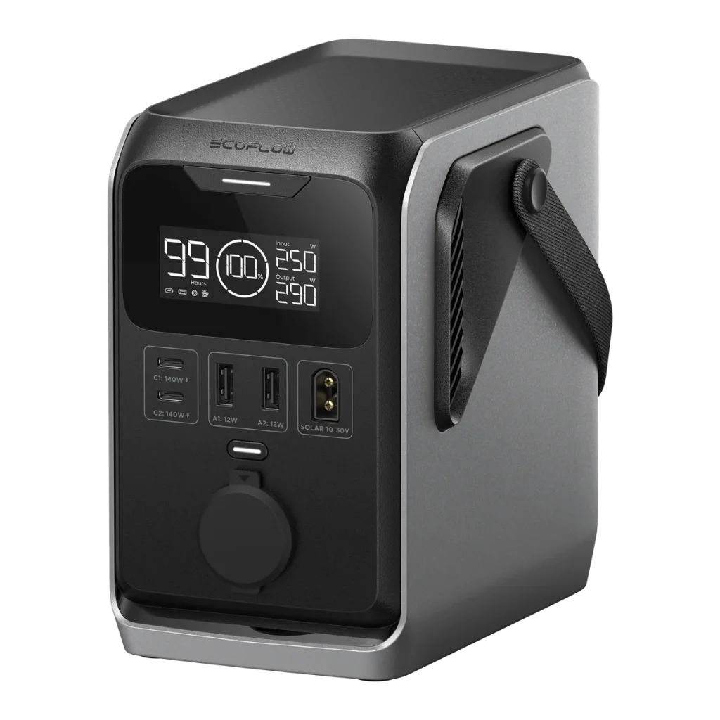 Зарядна станція постійного струму EcoFlow TRAIL 300 DC з портами USB-C, USB-A, сонячним входом і автомобільним гніздом 12 В