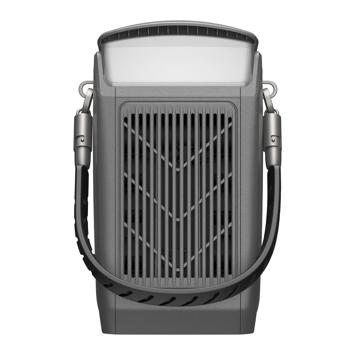 Задня панель EcoFlow TRAIL Plus 300 DC із вентиляційними ґратками і ручкою, яка є кабелем USB-C на 140 Вт